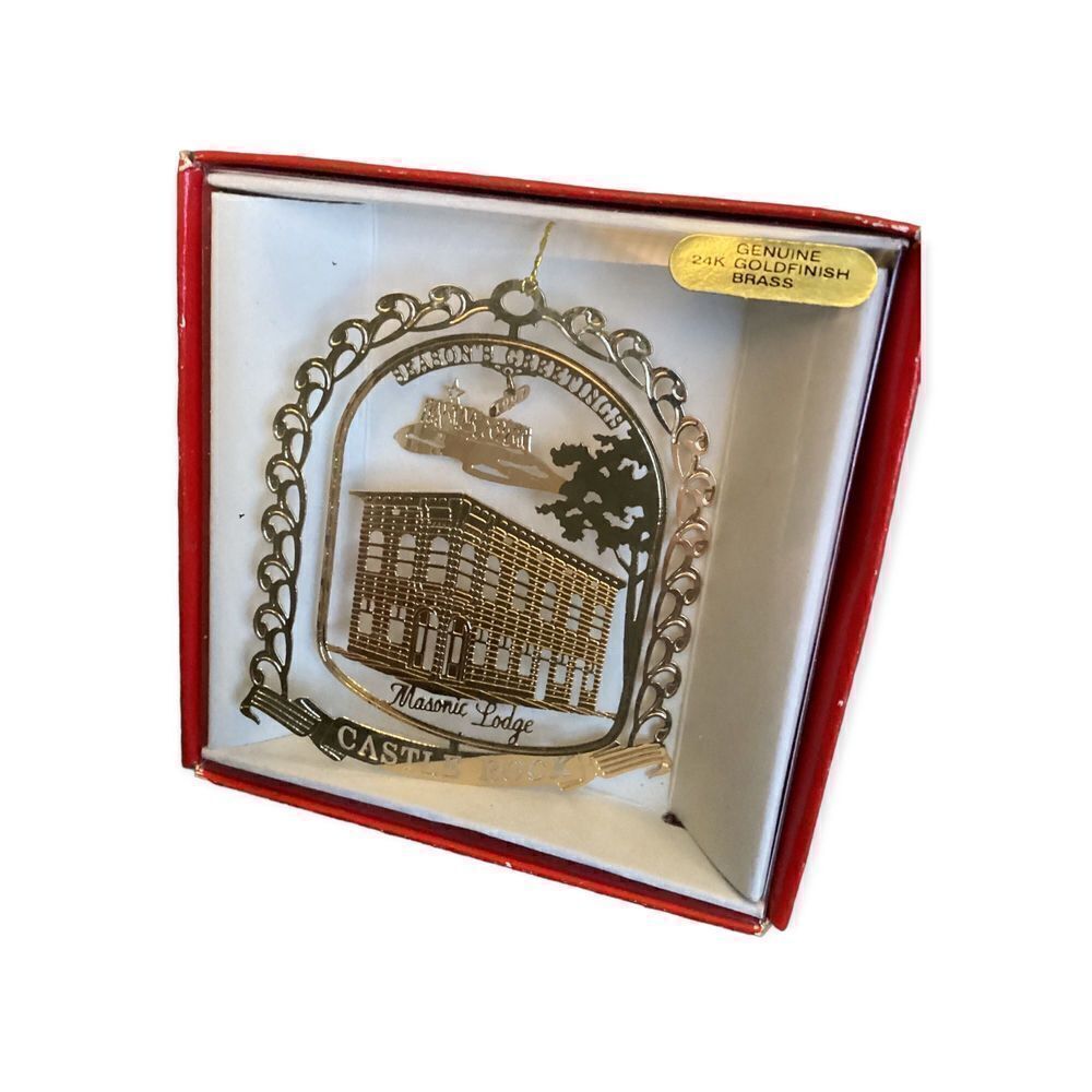 1997 Nation’s Treasures Castle Rock Colorado Christmas Ornament Masonic Lodge